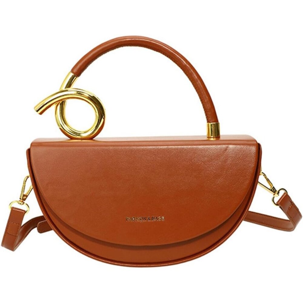 Women's Vegan Leather Saddle Flap Lock Crossbody Small Clutch Satchel Tote Bag